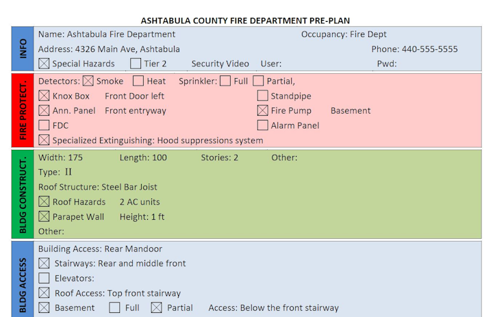 fire department preplan form using word  firehouse