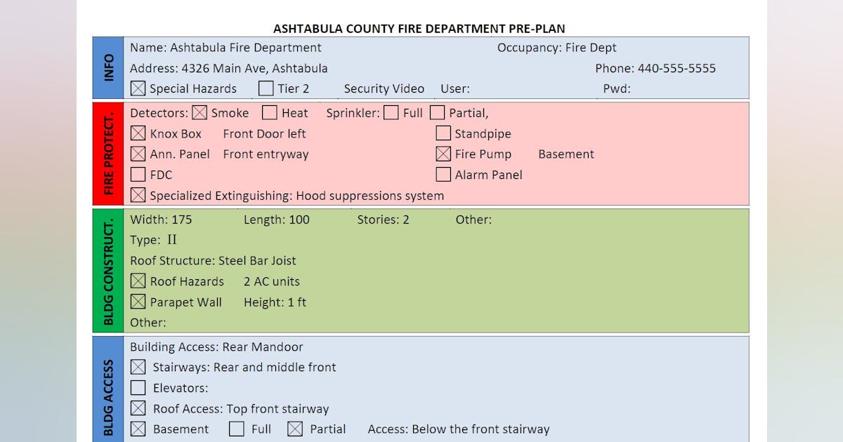 Fire Department Preplan Form Using Word Firehouse Fire Department Preplan Form Using Word Firehouse