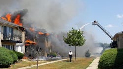 A N.J. apartment complex was consumed by flames. A N.J. apartment complex was consumed by flames.