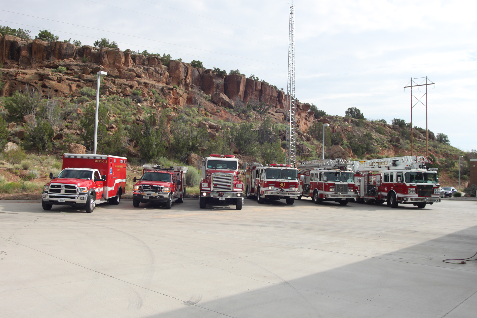 Los Alamos County Fire Department apparatus located at Station 3 in White Rock.