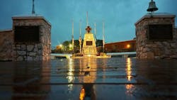 A steady rain has fallen throughout the day at The National Fallen Firefighters' Memorial in Emmitsburg. A steady rain has fallen throughout the day at The National Fallen Firefighters' Memorial in Emmitsburg.