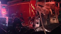 The engine was blocking a lane when it was struck. The engine was blocking a lane when it was struck.