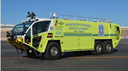 The Metropolitan Washington Airport Authority operates several Oshkosh Global Striker ARFF units including Foam 345. Note the use of scene lighting on top of the body.