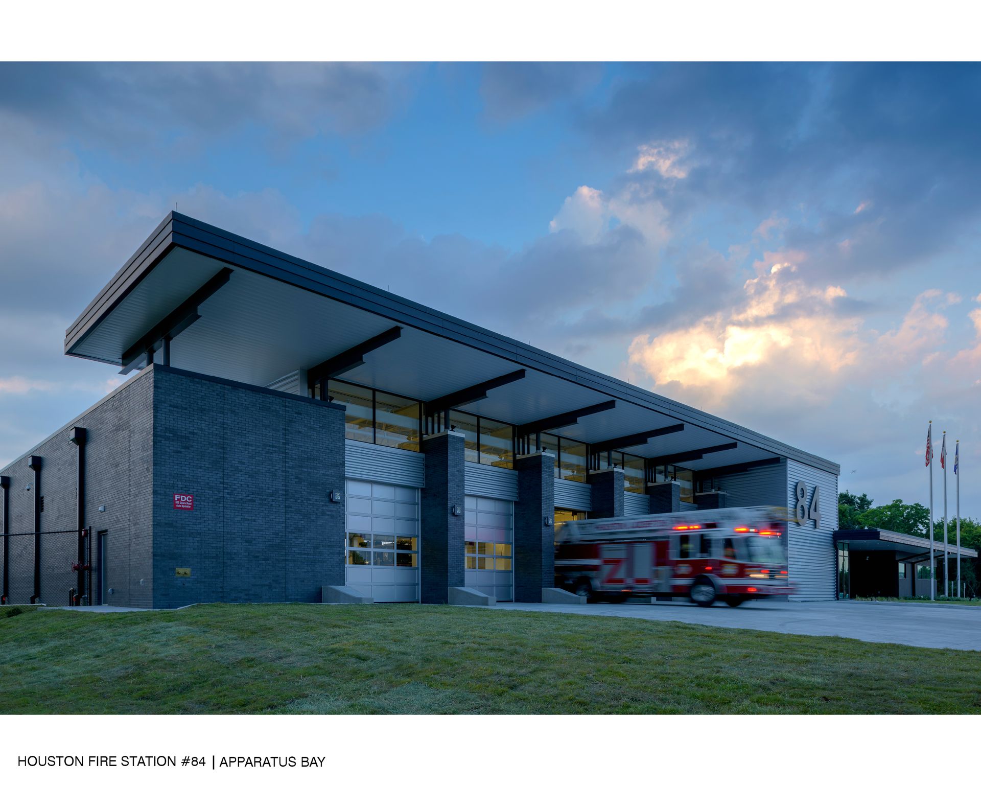 The exterior of Houston Fire/EMS Station 84.