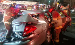 Firefighters used rescue tools to gain access to passengers.