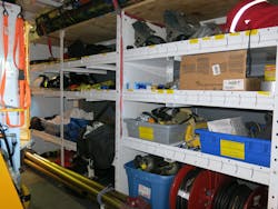 CTR uses the yellow inventory labels on all shelving and equipment to track resources. This photo was taken inside one of their training vehicles. CTR uses the yellow inventory labels on all shelving and equipment to track resources. This photo was taken inside one of their training vehicles.