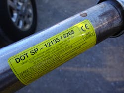 This stored gas inflator for the roof airbag unit of an SUV is pressurized to 8,268 psi and contains argon and helium gas. There is no relief valve or “blow-out” port on these sealed inflator units. They can easily overheat during a fire and become exploding or flying objects. This stored gas inflator for the roof airbag unit of an SUV is pressurized to 8,268 psi and contains argon and helium gas. There is no relief valve or “blow-out” port on these sealed inflator units. They can easily overheat during a fire and become exploding or flying objects.