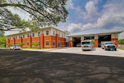 A front view of the station. A front view of the station.
