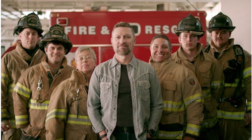 Country musician and former first responder Craig Morgan with firefighters.
