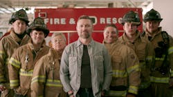 Country musician and former first responder Craig Morgan with firefighters. Country musician and former first responder Craig Morgan with firefighters.