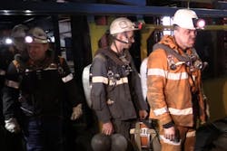 Russian rescuers at the scene of the Severnaya mine tragedy. Russian rescuers at the scene of the Severnaya mine tragedy.