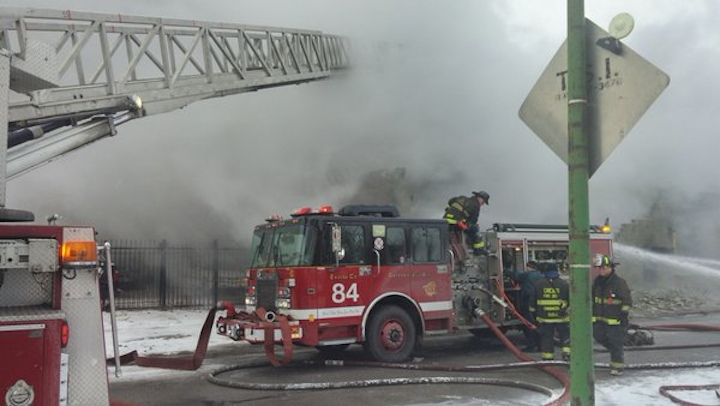 Chicago Shop Burns Squad Crashes En Route Firehouse