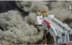 A three-alarm fire destroyed a vacant building in Goffstown, N.H. A three-alarm fire destroyed a vacant building in Goffstown, N.H.
