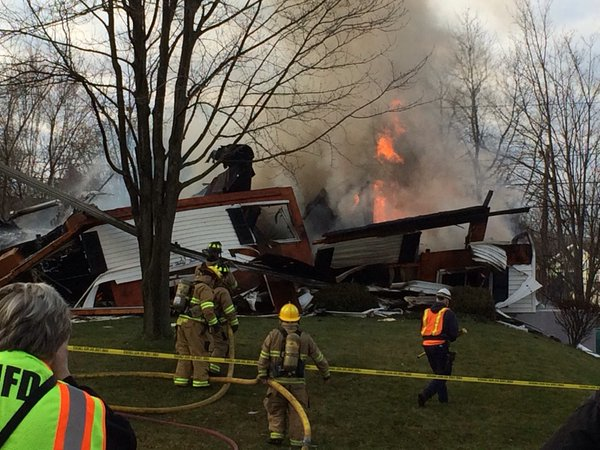 An elderly N.Y. couple escaped injury in a gas blast Tuesday morning.