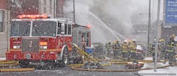 Philly firefighters battle a 6-alarm blaze at an auto body shop. One firefighter was injured during the firefight. Philly firefighters battle a 6-alarm blaze at an auto body shop. One firefighter was injured during the firefight.