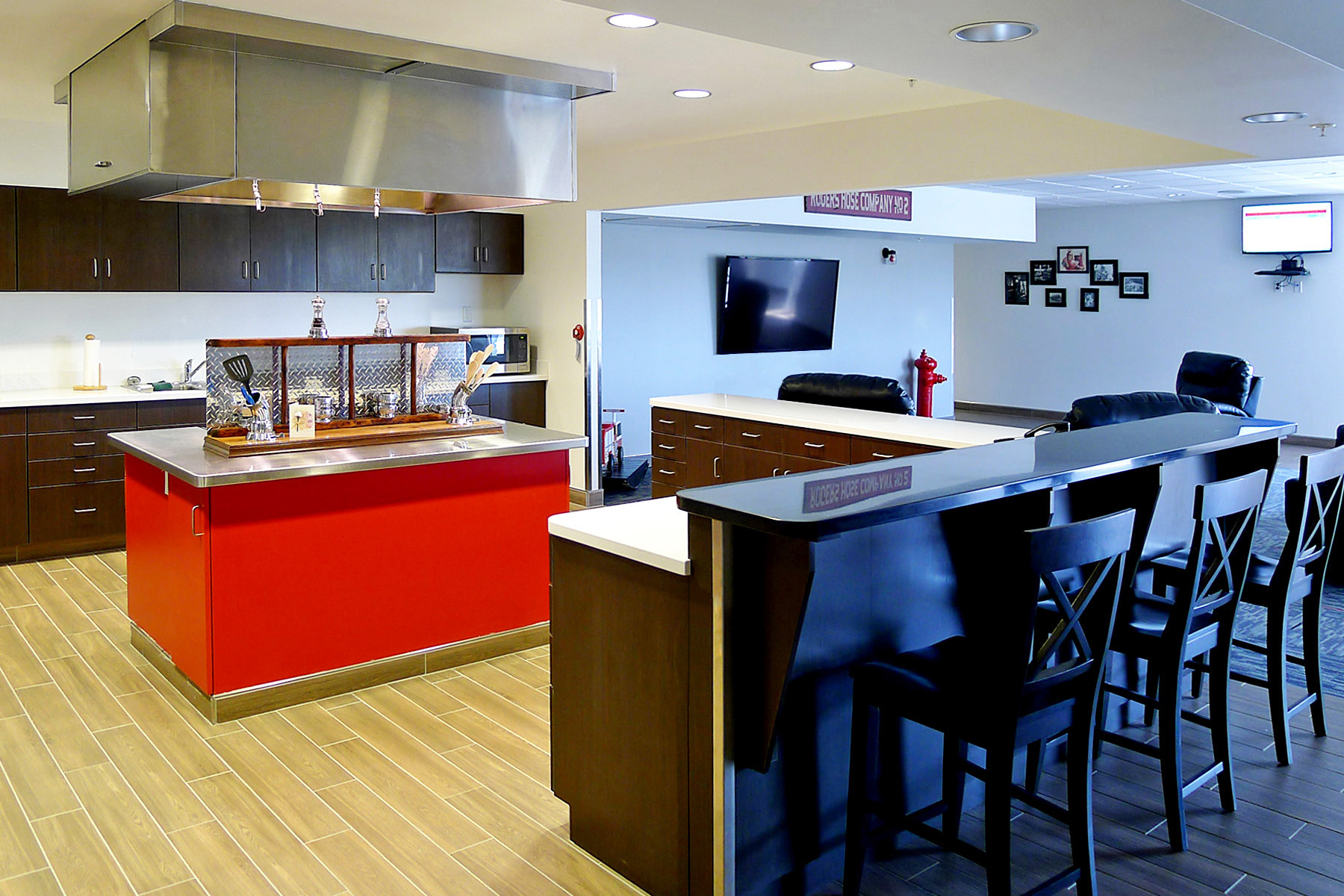 The kitchen area of the fire station.