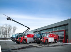 Oshkosh Airport Products LLC has delivered and placed its 300th new generation Oshkosh Striker aircraft rescue and firefighting (ARFF) vehicle into service at Québec City Jean Lesage International Airport in Quebec, Canada. The delivery (in mid-December) included a Striker 6 X 6 apparatus and a Striker 6 X 6 equipped with the innovative Snozzle high-reach extendable turret (HRET). Oshkosh Airport Products LLC has delivered and placed its 300th new generation Oshkosh Striker aircraft rescue and firefighting (ARFF) vehicle into service at Québec City Jean Lesage International Airport in Quebec, Canada. The delivery (in mid-December) included a Striker 6 X 6 apparatus and a Striker 6 X 6 equipped with the innovative Snozzle high-reach extendable turret (HRET).