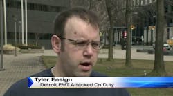 Detroit EMT Tyler Ensign was injured Tuesday night. Detroit EMT Tyler Ensign was injured Tuesday night.