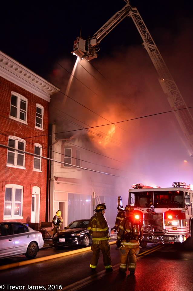 Hagerstown firefighters battled a two-alarm fire Tuesday night.