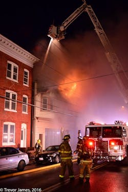 Hagerstown firefighters battled a two-alarm fire Tuesday night. Hagerstown firefighters battled a two-alarm fire Tuesday night.