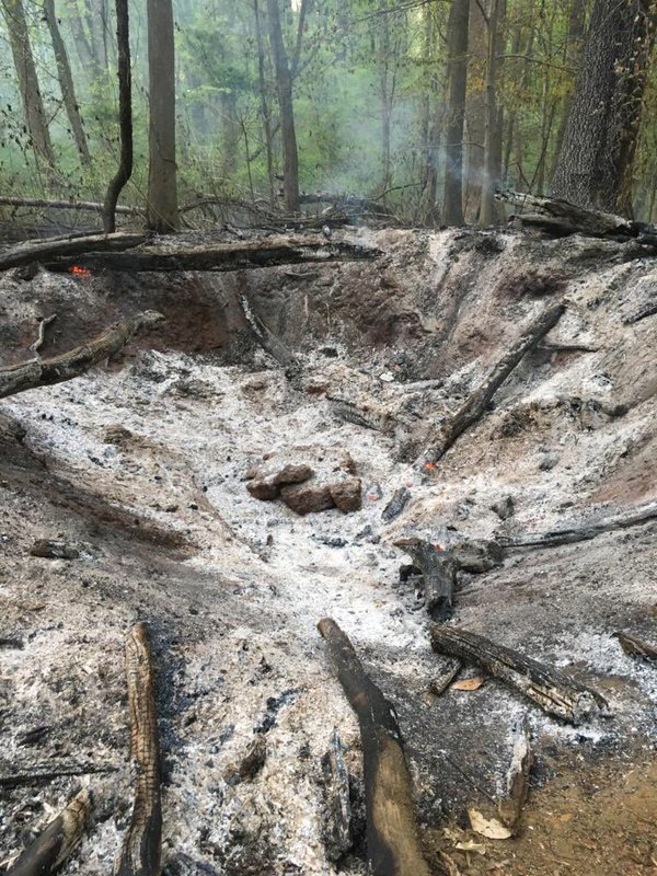 Bowie firefighters found this crater and suspected meteorite after a brush fire.
