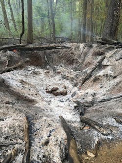 Bowie firefighters found this crater and suspected meteorite after a brush fire. Bowie firefighters found this crater and suspected meteorite after a brush fire.