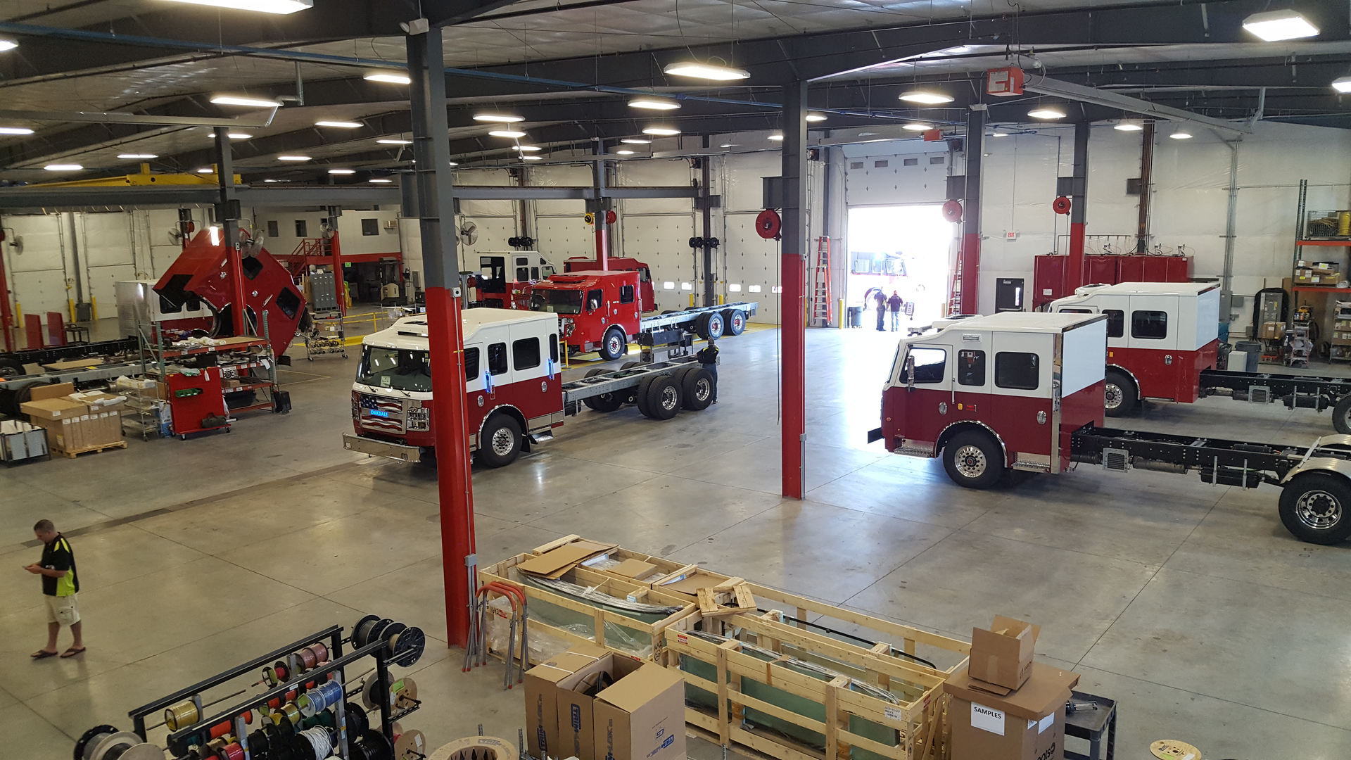 Completed cabs and chassis are checked out before driving out the doors to have bodies completed either at the Minnesota shop just down the road, or at the Rosenbauer South Dakota shop four-and-half hours away. Most are driven to the South Dakota campus. Aerials are driven to Nebraska for ladder and tower installations.