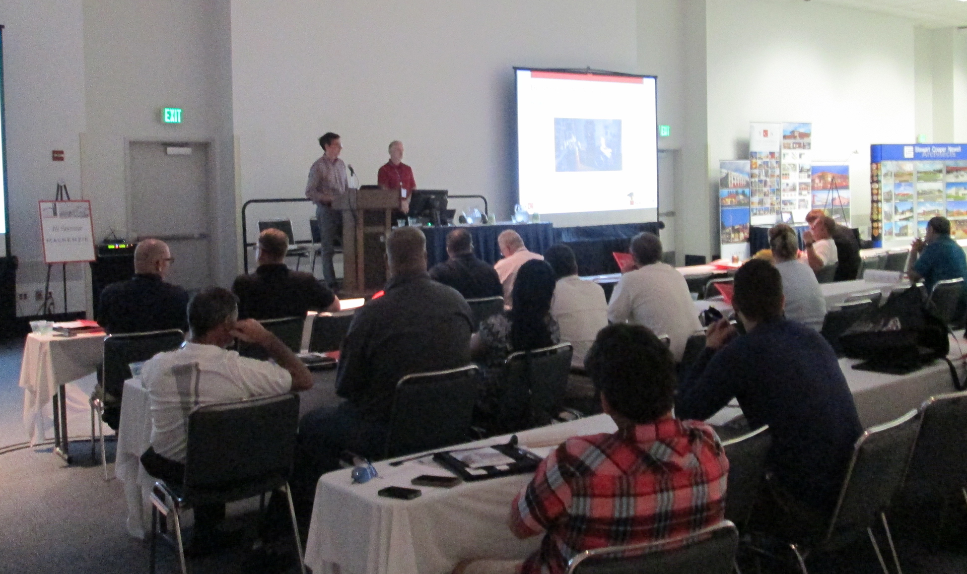 Eric Schaer, principal, AIA (right), and Forest Hooker, senior associate, both with TCA Architecture Planning, addressed building accessibility issues at last week&rsquo;s Firehouse Station Design Conference in Anaheim, CA.