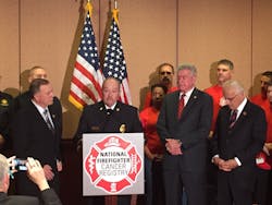 Brian McQueen, former chief of Whitesboro Vol. Fire Dept., shared his cancer story in Washington, DC. Tuesday. Brian McQueen, former chief of Whitesboro Vol. Fire Dept., shared his cancer story in Washington, DC. Tuesday.