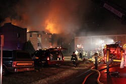 Raytown firefighters were trapped while searching after their hoseline burned through. Raytown firefighters were trapped while searching after their hoseline burned through.