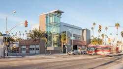 An exterior view of both sides of the station. An exterior view of both sides of the station.