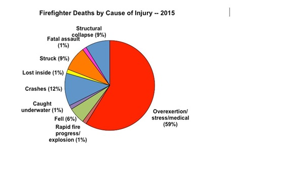 NFPA classified firefighter deaths from 2015 into eight categories.