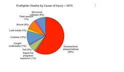 NFPA classified firefighter deaths from 2015 into eight categories.