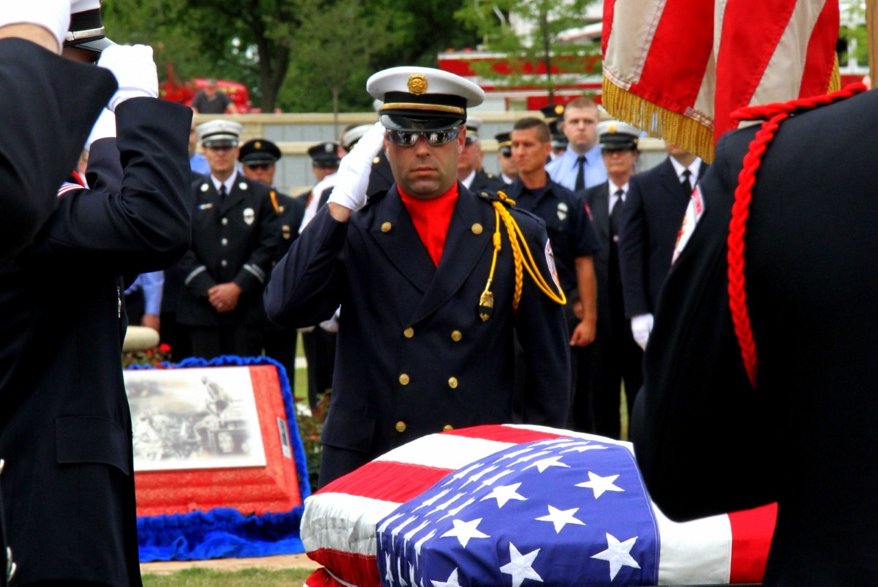 Honor guards from Austintown and Youngstown honor their hero.