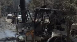 The burned out can of the Timberon pumper that was destroyed in the fire. The burned out can of the Timberon pumper that was destroyed in the fire.