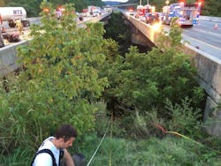 A nurse racing to help crash victims fell into the river near Frederick, MD.
