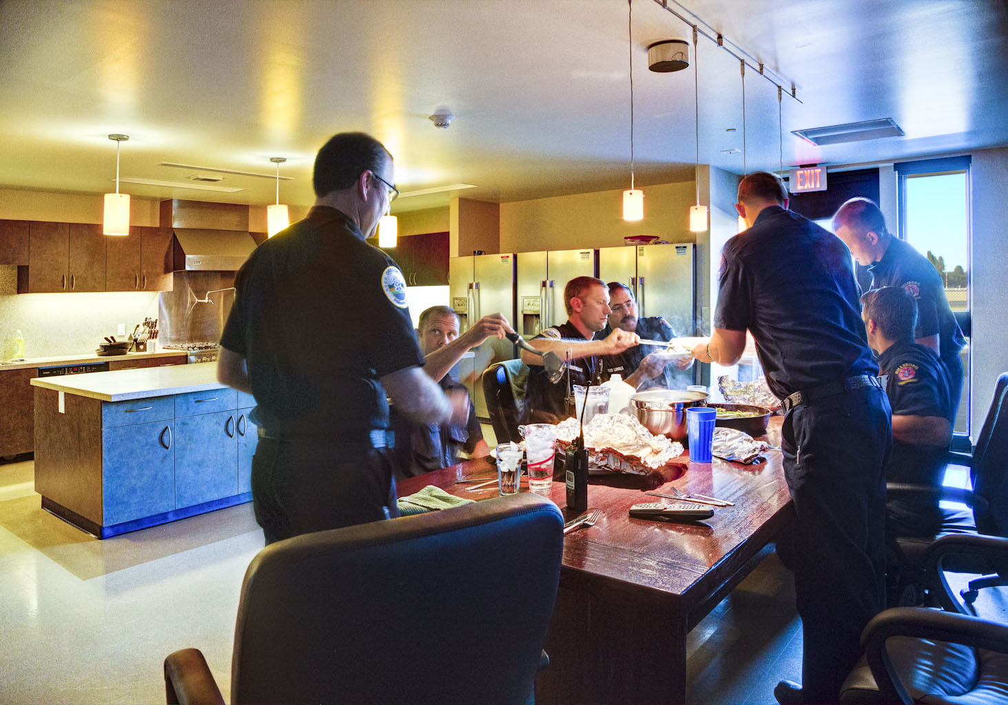 Kitchen Design In The Modern Fire Station Firehouse   Dinner Time.57bc9ae9c0077 