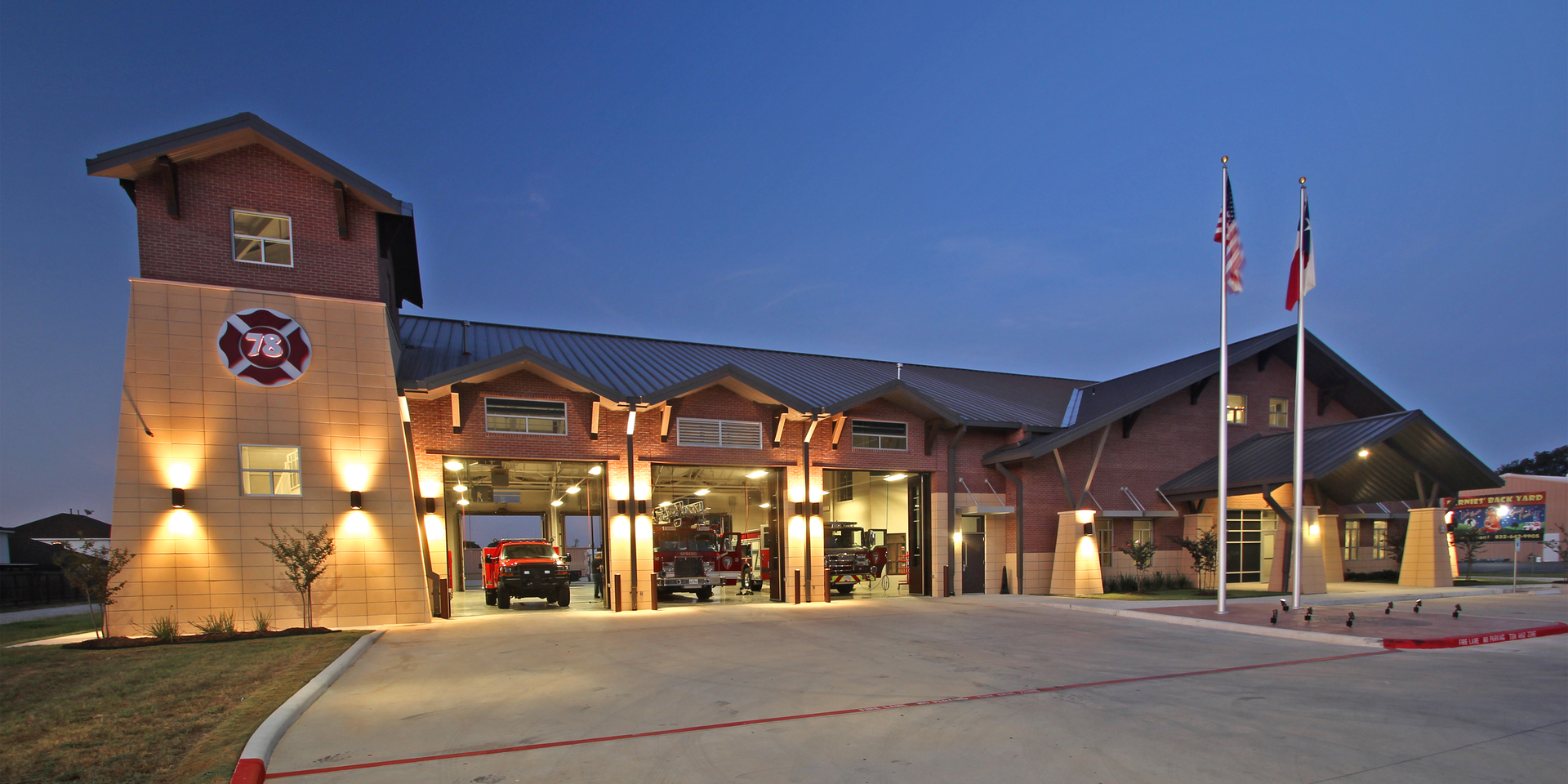 The exterior of the fire station.