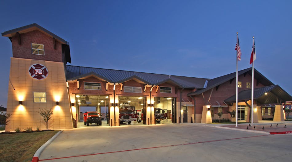 The exterior of the fire station.