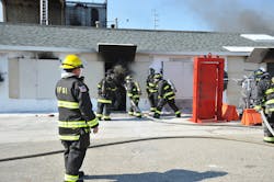 As part of the research, firefighters extinguished fires using either an interior focused attack in which they entered the front door and advanced the line to the fire in the bedrooms, or a transitional attack (initial knock down from the window before entering the front door).