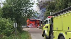 A Twitter use captured video of the first fire units arriving at the bridge fire in Cornwall. A Twitter use captured video of the first fire units arriving at the bridge fire in Cornwall.