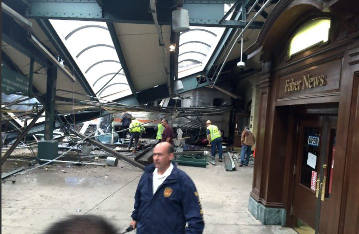 Crews arrive at the scene where a train crashed into the Hoboken, NJ, train terminal.