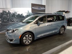 Identification of the 2017 Chrysler Pacifica hybrid minivan as we arrive at an incident scene can be accomplished during the officer’s 360 walk-around size-up. The hybrid badging on the right rear liftgate is one indicator, as is the presence of the charging port cover on the driver’s-side front fender. Identification of the 2017 Chrysler Pacifica hybrid minivan as we arrive at an incident scene can be accomplished during the officer’s 360 walk-around size-up. The hybrid badging on the right rear liftgate is one indicator, as is the presence of the charging port cover on the driver’s-side front fender.