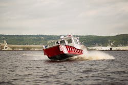 Lake Assault Boats recently assisted the Superior, Wisconsin Fire Department in its response to a fire on an ore boat at Fraser Shipyards. At the time, a team from Lake Assault was in the final stages of testing the 28-foot fireboat destined for the City of Newburgh, NY. After its successful assist - by providing a water supply for the Superior FD – the craft was placed into service with the City of Newburgh Fire Department in Newburgh, NY. Lake Assault Boats recently assisted the Superior, Wisconsin Fire Department in its response to a fire on an ore boat at Fraser Shipyards. At the time, a team from Lake Assault was in the final stages of testing the 28-foot fireboat destined for the City of Newburgh, NY. After its successful assist - by providing a water supply for the Superior FD – the craft was placed into service with the City of Newburgh Fire Department in Newburgh, NY.