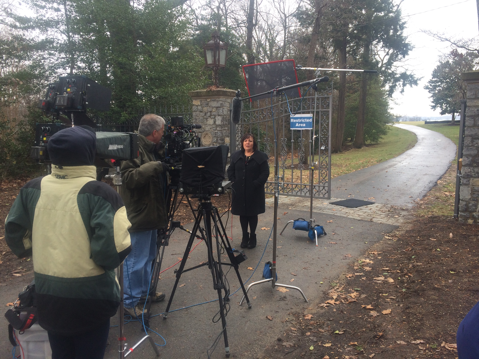 Sher Grogg being interviewed at the state house in Annapolis, following testimony provided on the one-year anniversary of her family&rsquo;s tragic fire.