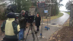 Sher Grogg being interviewed at the state house in Annapolis, following testimony provided on the one-year anniversary of her family’s tragic fire.