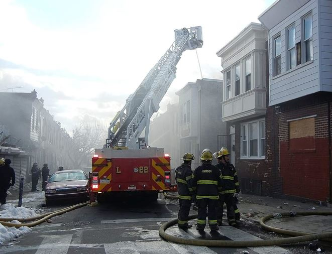 Tower Ladder 22 was positioned to allow police to inspect the second floor area to see if the shooter was still viable.