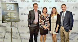 Midwest Fire was a finalist in a Minnesota small business award program. Pictured here (left to right) are representatives of the company; Dalton Lingbeck is a Sales Representative, Sarah Atchison is President and CEO, Darcie Johnson is Vice President of Business & Accounting and Tyler LeBrun is Manufacturing Engineer/Production Manager. Midwest Fire was a finalist in a Minnesota small business award program. Pictured here (left to right) are representatives of the company; Dalton Lingbeck is a Sales Representative, Sarah Atchison is President and CEO, Darcie Johnson is Vice President of Business & Accounting and Tyler LeBrun is Manufacturing Engineer/Production Manager.