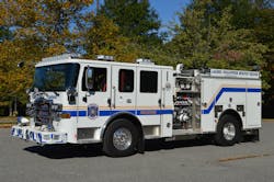 Engine 849 from the Laurel, MD, Volunteer Rescue Squad is a 2016 Pierce Enforcer with a short wheelbase and overall length to operate in a congested urban area. This apparatus is equipped with six preconnected attack lines with a Class A foam system.