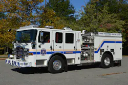 Engine 849 from the Laurel, MD, Volunteer Rescue Squad is a 2016 Pierce Enforcer with a short wheelbase and overall length to operate in a congested urban area. This apparatus is equipped with six preconnected attack lines with a Class A foam system.